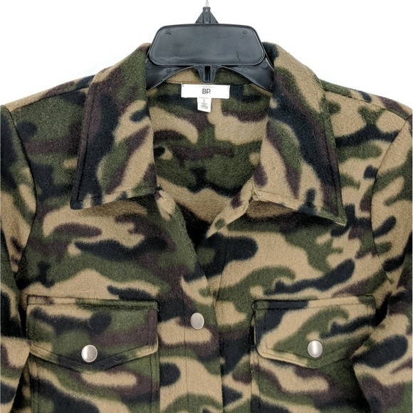 BP.‎ Cozy Fleece Jacket Sweater Snap Button Camo Top Extra Extra Small XXS - Picture 4 of 8